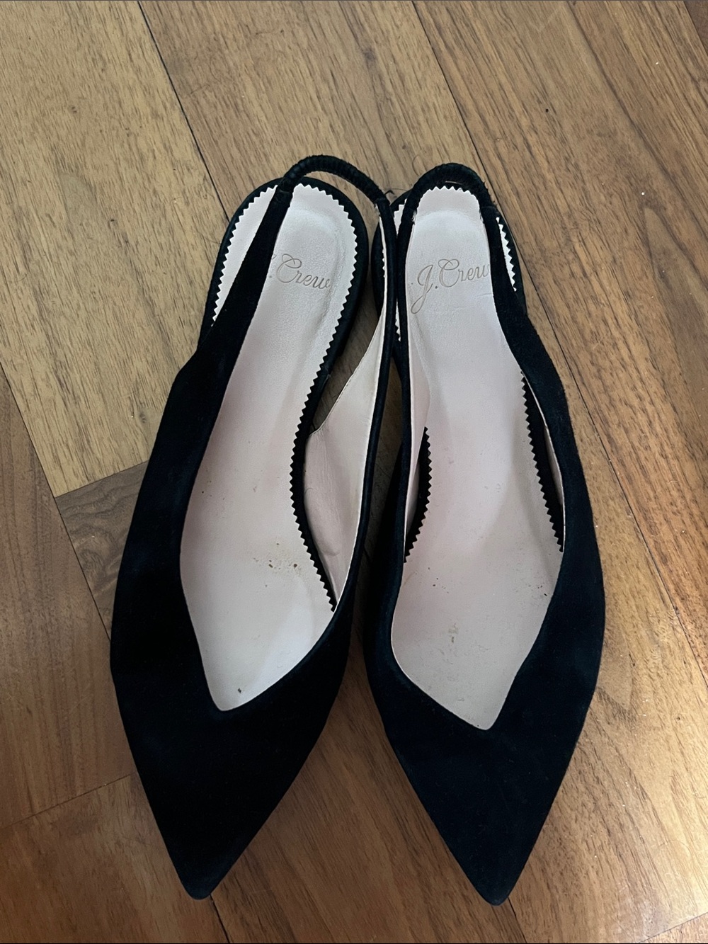 J. Crew Black Suede Pointed Slingback Flats